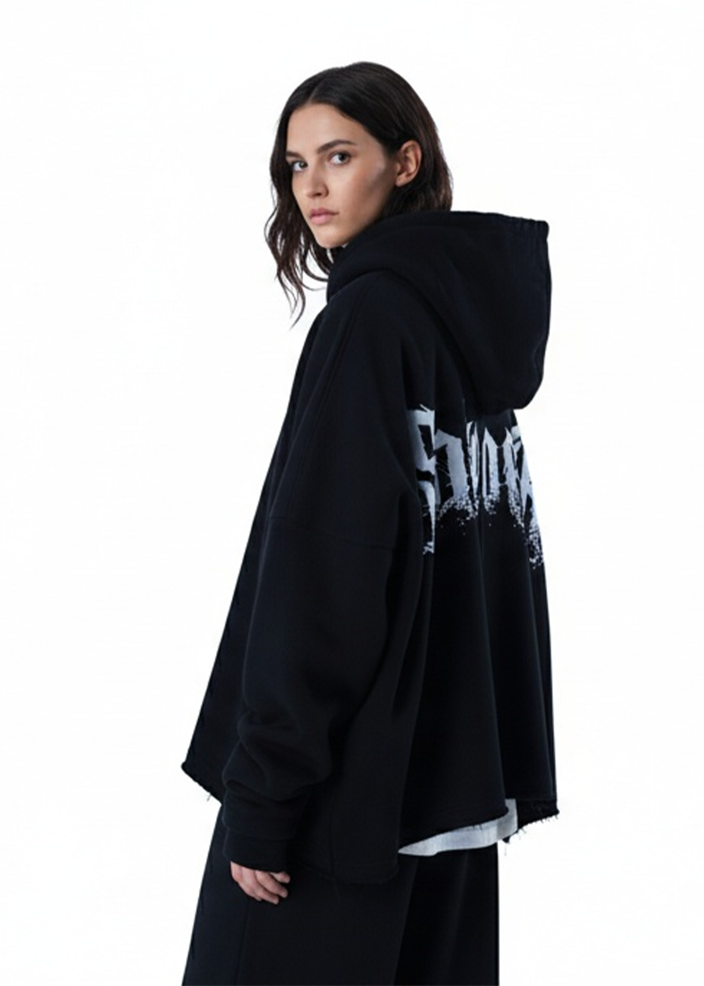 SAKE OF ART Distressed Hoodie — Blackout Edition