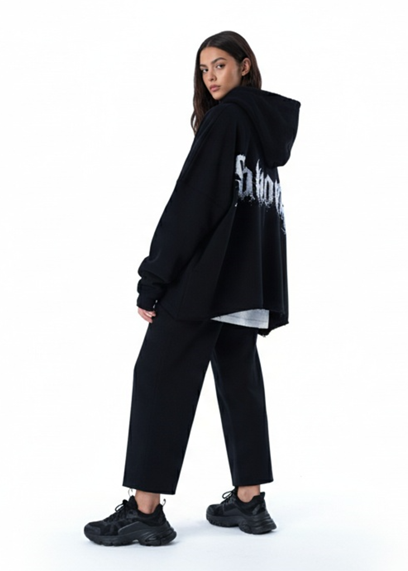 SAKE OF ART Distressed Hoodie — Blackout Edition
