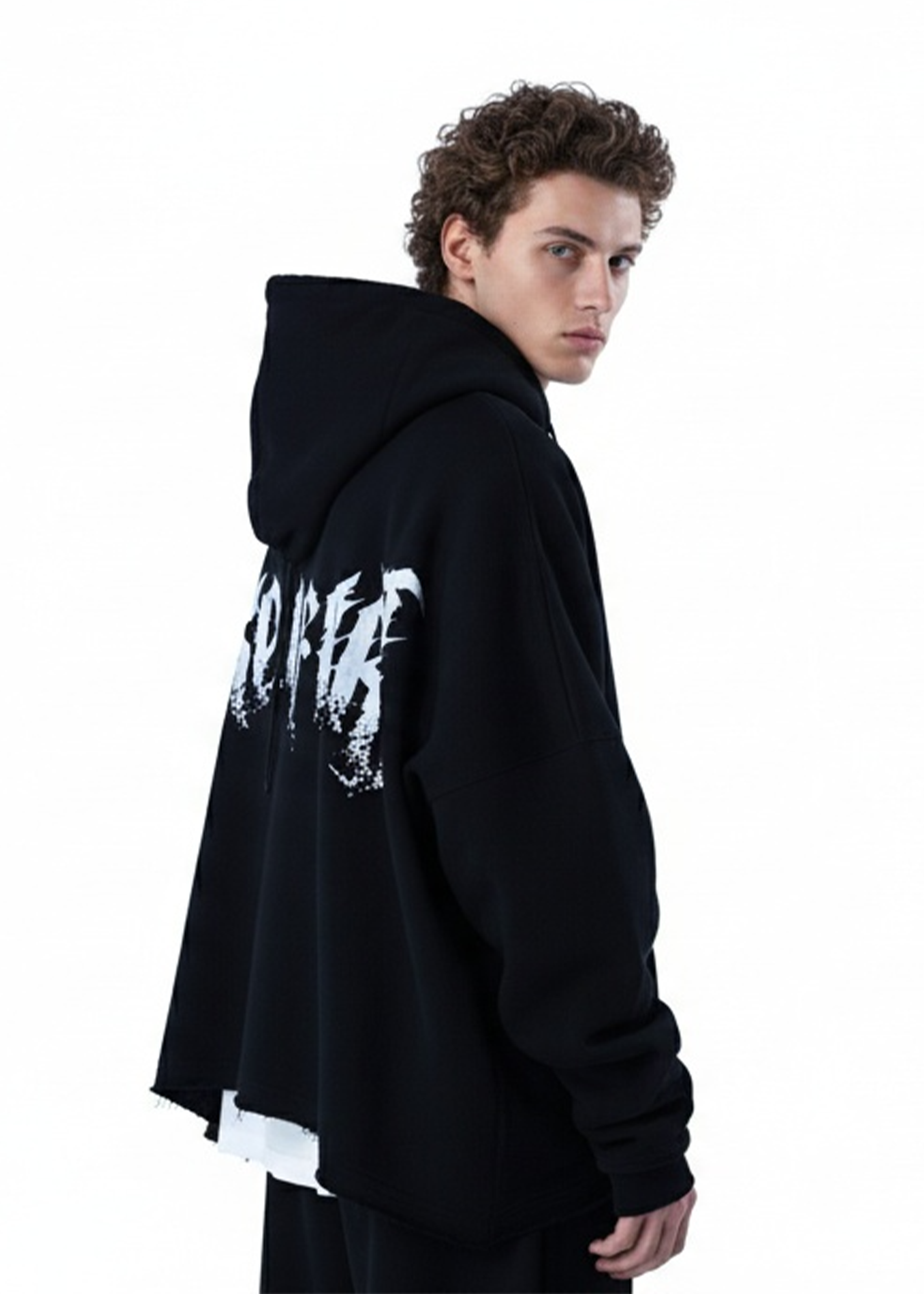SAKE OF ART Distressed Hoodie — Blackout Edition