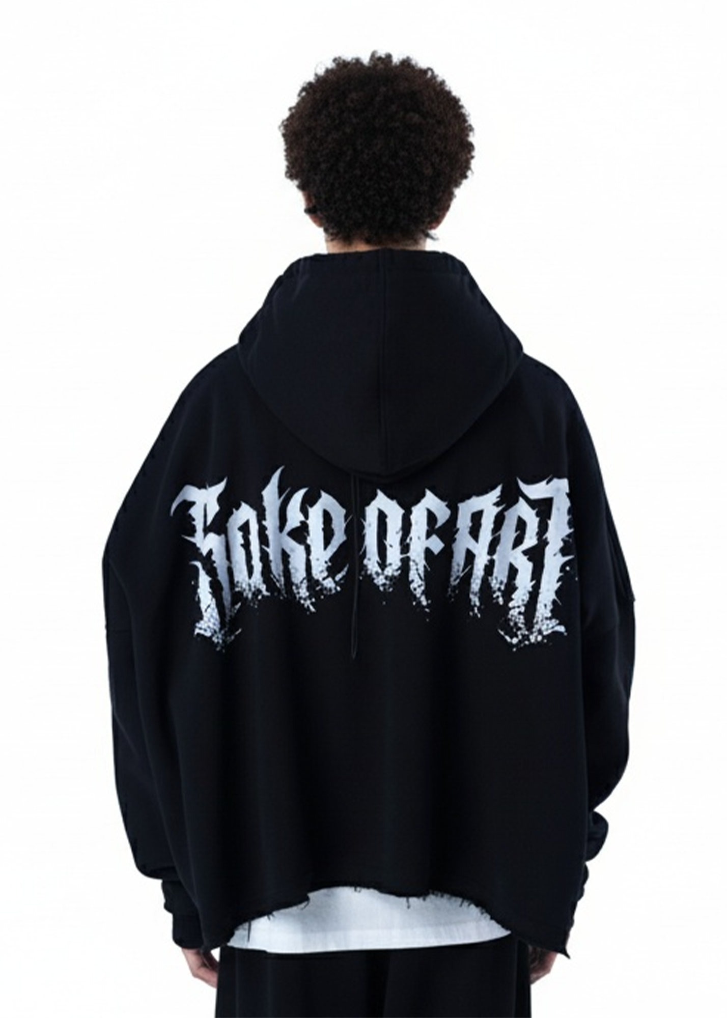 SAKE OF ART Distressed Hoodie — Blackout Edition