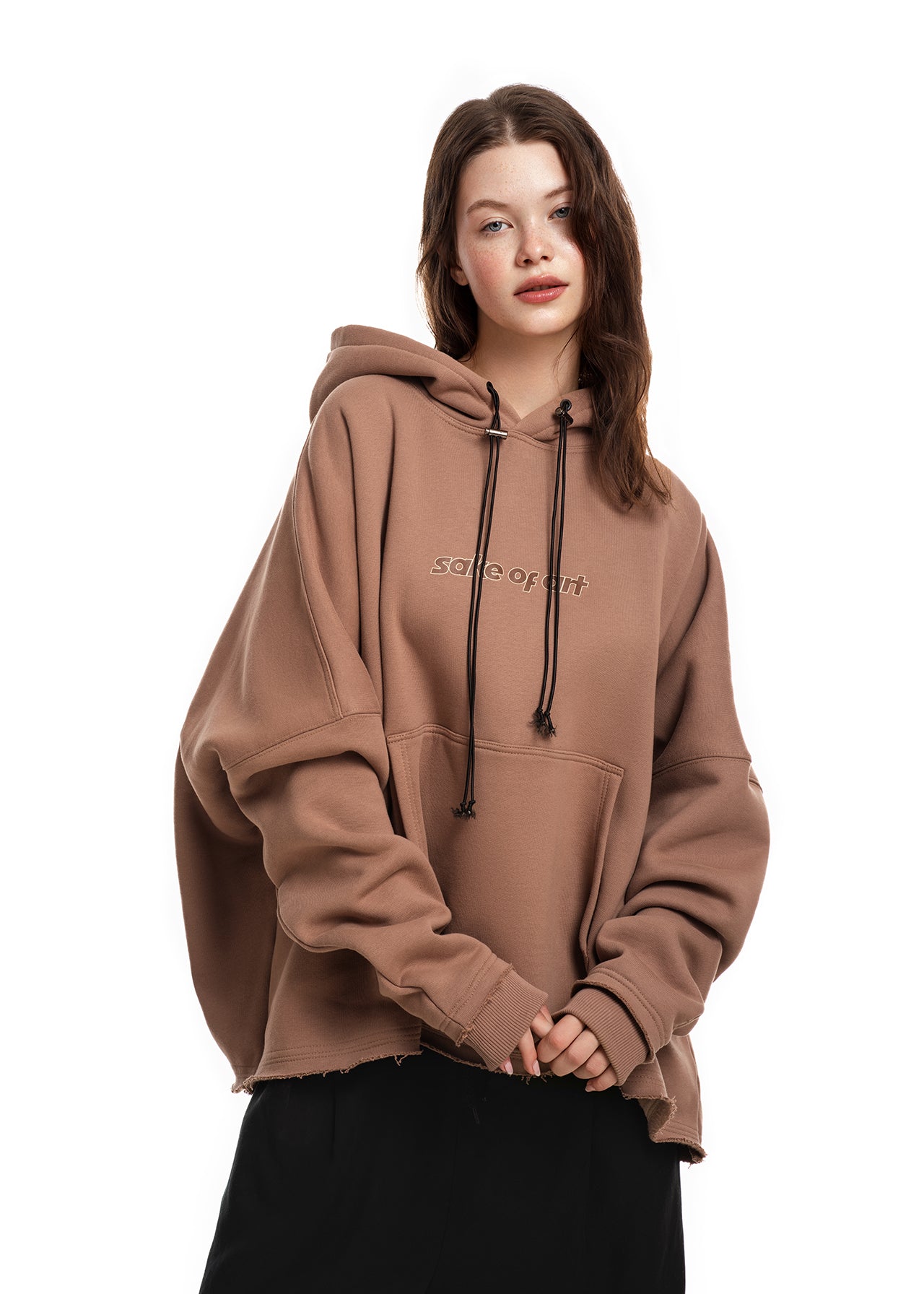 SAKE OF ART Distressed Hoodie – Brown Edition