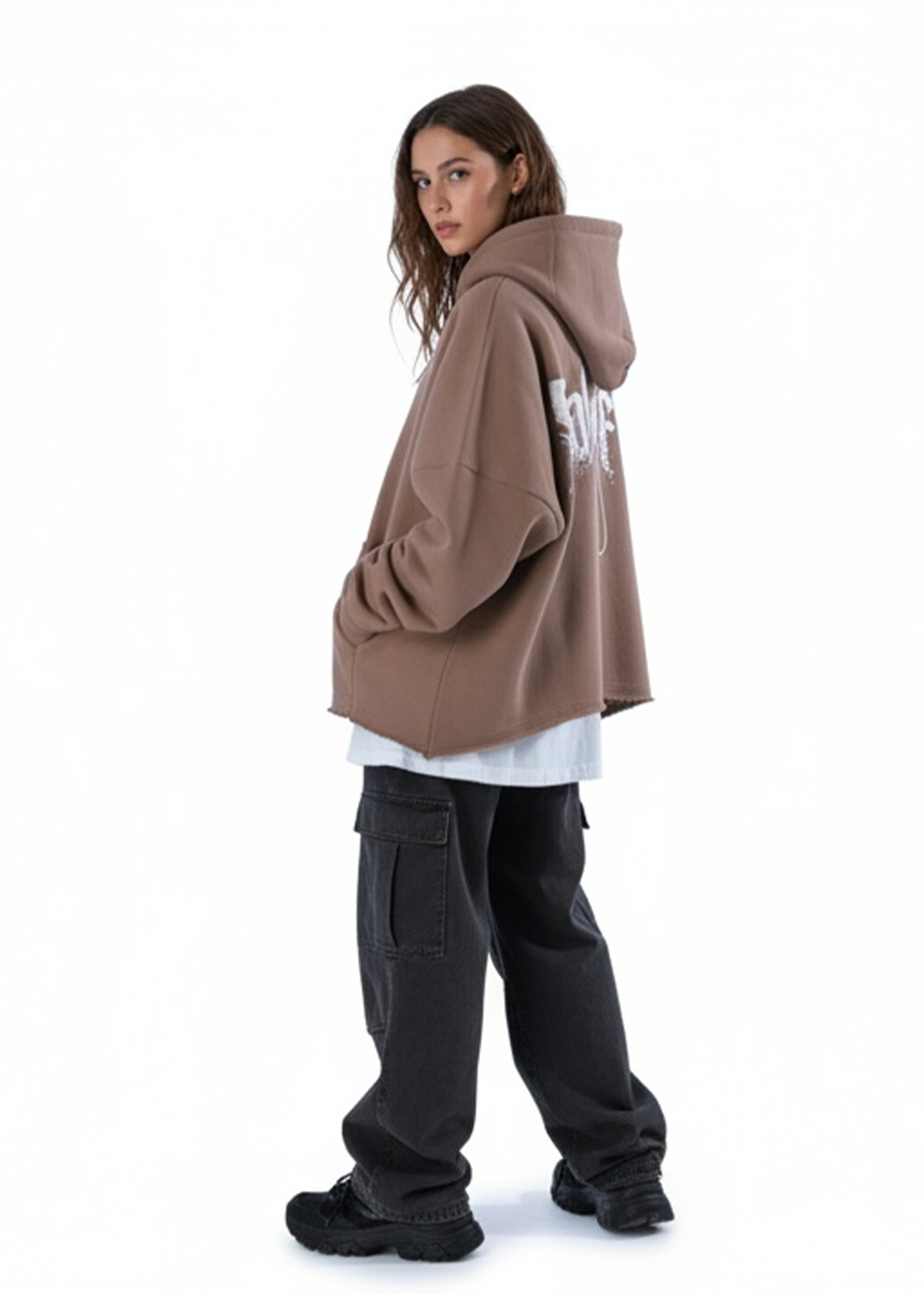 SAKE OF ART Distressed Hoodie — Rust Brown Edition