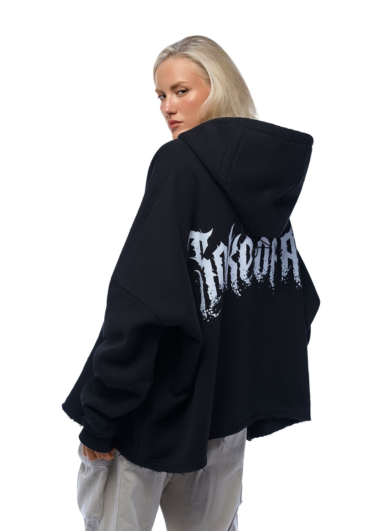 SAKE OF ART Grunge Hoodie — Black