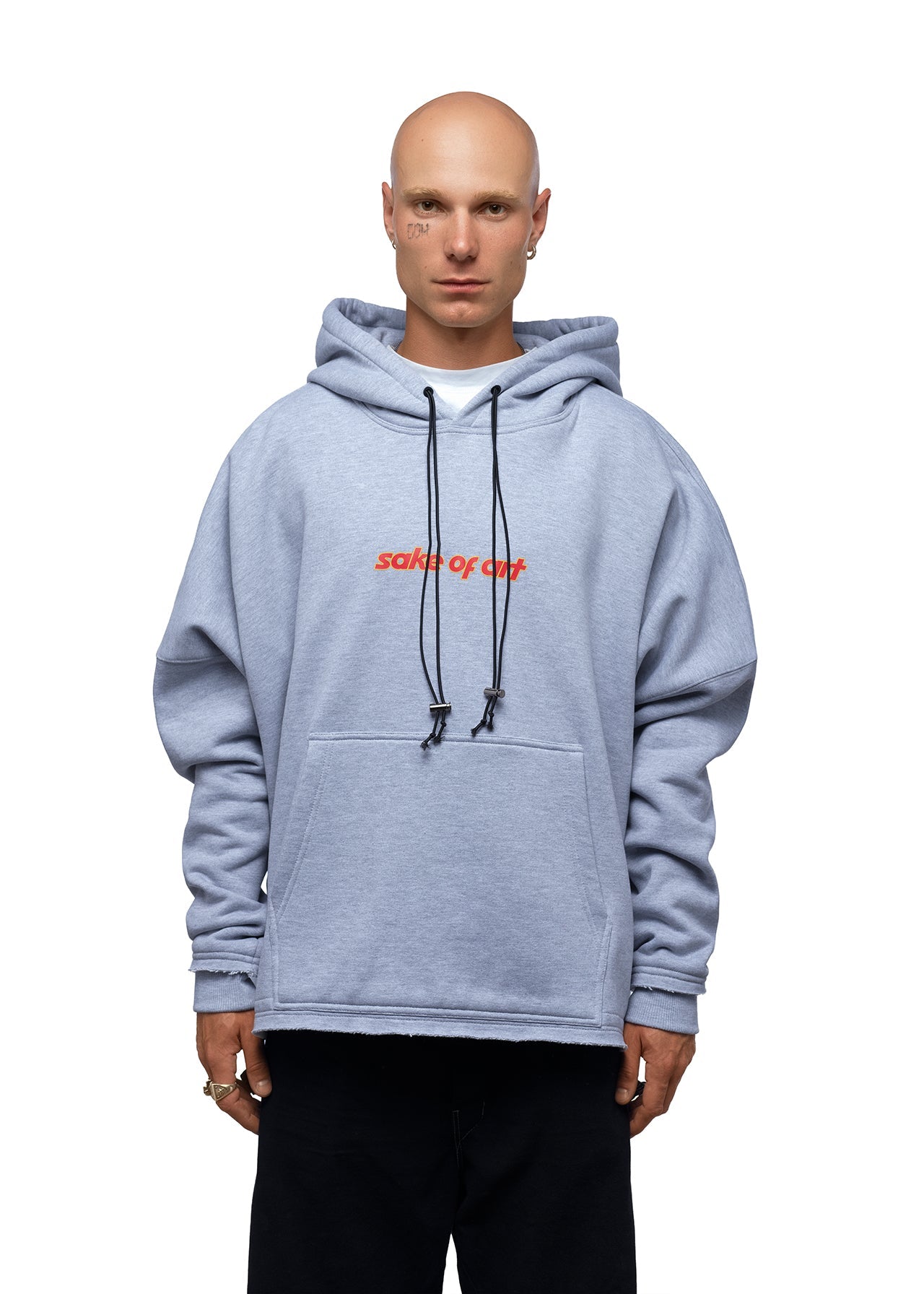 SAKE OF ART Raw Edge Hoodie — Light Melange