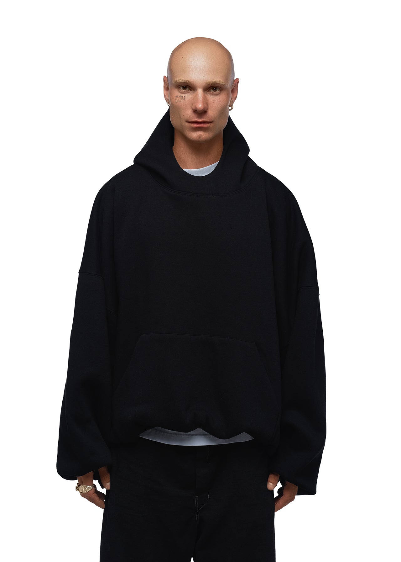 SAKE OF ART Ripped Paper Print Hoodie - Black
